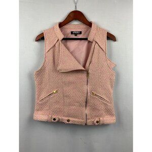 Womens Tweed Sleeveless Moto Vest By Spirited XS Pink